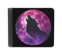 Wolf Purple Moon Printed Bifold Wallet with Hidden Compartments Pocket Money and Credit Card Holder for Men Women