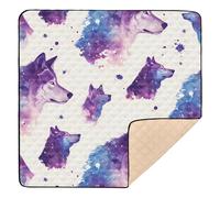 Wolf Purple Prints Baby Play Mat for Floor, 127x127 CM Playpen Mat,Thicken Soft Non-Slip Tummy Time Mat for Toddlers and Infants