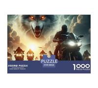 Wolf Puzzles for Adults Gifts 1000 Pc - Wolf Motorcycle Thunder Jigsaw Puzzle Fun Present & Activity for Home Wall Decor38x26cm/1000pcs