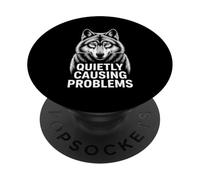 Wolf Quietly Causing Problems Humor PopSockets Adhesive PopGrip