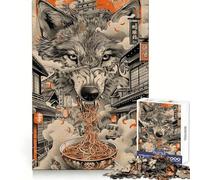 Wolf Ramen Noodles Japan 1000 Pieces Puzzles for Adults Cognitive Boost Mindful Escape Tight Lock (50x75cm)