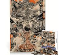 Wolf Ramen Noodles Japan Jigsaw Puzzle 1000 Piece Think Training Casual Enjoyment Defined Edges Bday Surprise (38x26cm)