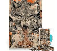 Wolf Ramen Noodles Japan Puzzles for Adults 1000 Pieces Mental Boost Play Neat Cut Perfect Alignment Bonding Activity for Loved Ones (38x26cm)