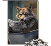 Wolf Reading Newspaper 1000 Piece Puzzle Jigsaw Puzzles for Adults Brain Challenge, for Teenagers & Home Decor size : 38x26cm