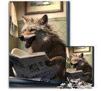 Wolf Reading Newspaper Jigsaw Puzzle 1000 Pieces Impossible Jigsaw Puzzles for Adults Perfect for Teenagers & Collectors, Ideal Home Decor & Travel Gift 50x75CM/19.68x29.52inch