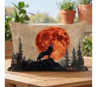 Wolf Rectangle Waterproof Linen Cushion Covers 50x80cm Set of 1 kdd-1020