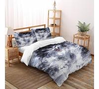 Wolf Red Eyes Bedding Set 3D Design Horror ForestAnimal Duvet Cover Set 3 Pieces Microfiber Quilt Cover Suitable for Family,couple,children with Pillowcase Super King（260x220cm）