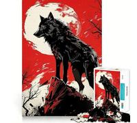 Wolf Red Landscape Adult Jigsaw1000 Pieces Cognitive Boost Game No Gap Tight Fitting Design Birthday Gift Brain Teaser Toy (38x26cm)