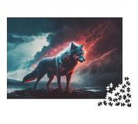 Wolf Red Lightning Adult 1000-Piece Jigsaw Puzzle, 38x26cm/1000pcs; Easy to Continue on Another Evening; White Card with A Low-dust Finish