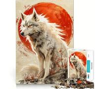 Wolf Red Moon Animal Jigsaw Puzzles1000 Pieces Cognitive Train Fun Flawless Interlocking Pieces Birthday Gift Brain Teaser Toy (38x52cm)
