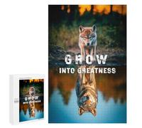 Wolf Reflection - Grow Into Greatness: Year-End Present, 1000 PCS Adult Tabletop Puzzle; for Shared Table Time