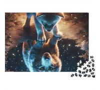 Wolf Reflection Jigsaw Puzzle 1000 Pieces Adults Teens Entertainment Hobby Poster Guide Durable Box 70x50cm/1000pcs