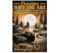 Wolf Remember Who You Are Retro Metal Tin Sign 8X12 Inches