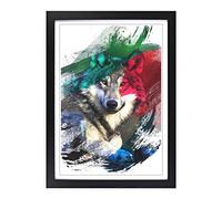 Wolf Resting V2 Framed Print | A2 Black Framed Wall Art | Ready to Hang | Modern Animal Picture | Living Room Bedroom Lounge Office