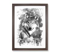 Wolf Resting V4 Modern Framed Print | A4 Walnut Framed Wall Art | Ready to Hang | Modern Animal Picture | Living Room Bedroom Lounge Office