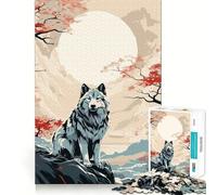 Wolf Retro Japan Vibes 1000 Piece Jigsaws for Adults Mind Train Fun Premium Laser Cut Quality Relaxing Indoor Group Activity (38x52cm)