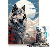 Wolf Retro Japan Vibes Jigsaw 1000 Pieces for Adults Memory Fun Game Expert Cutting Craftsmanship Relaxing Indoor Group Activity (50x75cm)