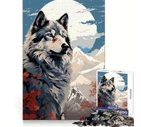 Wolf Retro Japan Vibes Jigsaw Puzzles for Adults 1000 Brain Memory Restful Activity Tight Lock Cozy Xmas Gift (38x26cm)