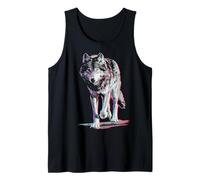 Wolf Retro Wildlife Forest Animal Motif Tank Top