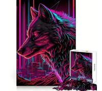 Wolf Retrowave Cyberpunk 1000 Pieces Puzzles for Adults Clear Thinking Stress Relief Fun Precise Edges Lovely Gift (50x75cm)