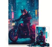 Wolf Rider in Neon City 1000 Piece Jigsaws for Adults Mind Train Fun Premium Laser Cut Quality Relaxing Indoor Group Activity (38x26cm)