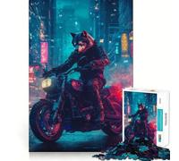 Wolf Rider in Neon City Adult Jigsaw1000 Pieces Mind Boost Game Premium Laser Cut Quality Relaxing Indoor Group Activity (38x52cm)