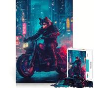 Wolf Rider in Neon City Jigsaw for Adults1000 Pieces Mind Boost Game Seamless Fit Precise Pieces Relaxing Indoor Group Activity (50x75cm)
