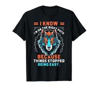 Wolf Right Path Quote Motivational Strength Graphic Value Graphic T-Shirt, Men, Black, M