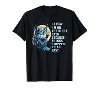 Wolf Right Path Quote Motivational Strength Graphic Value Graphic T-Shirt, Men, Black, S