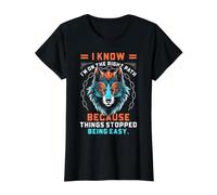 Wolf Right Path Quote Motivational Strength Graphic Value Graphic T-Shirt, Women, Black, S