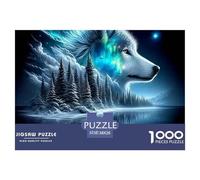 Wolf Rompecabezas Imposible,desafío for Adults Wolf Reflection Starry Sky Entretenimiento Creativo 1000 Piezas Obra De Arte De Juego De Para Adultos, Regalos A Partir De 14 Años 38x26cm/1000pcs