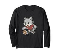 Wolf Rugby Run Cartoon Long Sleeve T-Shirt