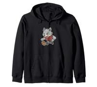 Wolf Rugby run Cartoon Zip Hoodie