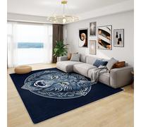 Wolf Rugs for Bedroom - Viking Wolf Rug, Navy Blue Norse Mythology Rugs for Living Room Bedroom, Washable Non Slip Soft Small Carpet, Patterned Area Rugs & Home Decor 80x150 cm