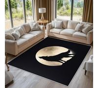 Wolf Rugs Living Room Large 240x340, Moon Wildlife Wolf Howl Area Rugs for Bedroom, Non Slip Low Pile Soft Flannel Carpet, Bedroom Accessories H-22
