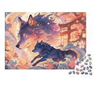 Wolf Sakura Gate 1000pcs Mini Puzzle For Adults Challenging | 38x26cm Cardboard Living Room Decor Durable Structure Friend Gift Brain Training