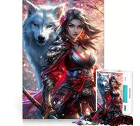 Wolf Samurai 1000 Piece Jigsaws for Adults Brain Training Fun Clean Cut Sturdy Components Calming Mental Break Activity (50x75cm)