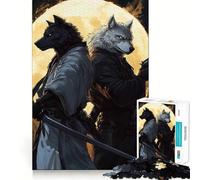 Wolf Samurai And Gunslinger 1000 Piece Teenager Puzzles Cognitive Train Game Zero Gap Compact Fun for Family Game Time (38x52cm)