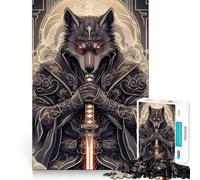 Wolf Samurai Art Print Jigsaw Puzzle 1000 Logic Thinking Play Expert Cutting Craftsmanship Quiet Time Mind Exercise at Home (38x52cm)