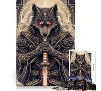 Wolf Samurai Art Print Teenager Jigsaw Puzzles 1000 Pieces Boost Memory Casual Enjoyment Quality Cut Birthday Present (38x26cm)