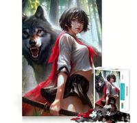 Wolf Samurai Girl 1000-piece Jigsaw Puzzles Brain Fun Training Seamless Fit Precise Pieces Fascinating Hobby for Idle Moments (50x75cm)