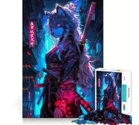 Wolf Samurai Girl 1000 Piece Jigsaws for Adults Brain Training Fun Clean Cut Sturdy Components Calming Mental Break Activity (50x75cm)