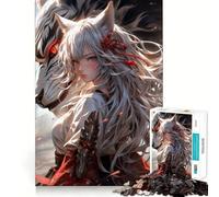 Wolf Samurai Girl Jigsaw for Adults 1000 Pieces Think Skill Game High Precision Die Cut Entertaining Challenge for Spare Time (38x52cm)