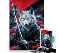 Wolf Samurai Japan 1000 Piece Adult Puzzles Mental Focus Game High Accuracy Cutting Craft Bonding Activity for Loved Ones (50x75cm)