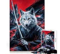 Wolf Samurai Japan for Adults 1000 Piece Jigsaw Puzzle Mental Exercise Serene Escape Snug Lock (50x75cm)