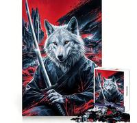 Wolf Samurai Japan Jigsaw Puzzles for Teenagers 1000 Focus Ability Relaxed Leisure Interlock Well Best Gift (38x26cm)