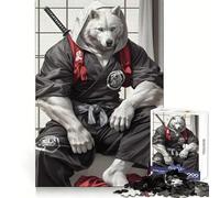 Wolf Samurai Katana 1000 Piece Jigsaws for Teenagers Puzzle Recall Skill Restful Escape Crisp Edges Cozy Xmas Gift (38x26cm)