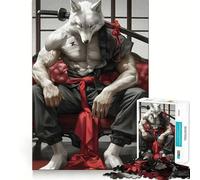 Wolf Samurai Katana Adults 1000 Piece Jigsaw Puzzle Recall Fun Play Premium Laser Cut Quality Quiet Time Mind Exercise at Home (50x75cm)