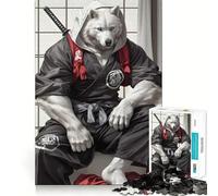 Wolf Samurai Katana Jigsaw 1000 Pieces for Adults Memory Fun Game Expert Cutting Craftsmanship Relaxing Indoor Group Activity (38x26cm)