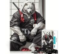 Wolf Samurai Katana Jigsaw Puzzle 1000 Logic Thinking Play Expert Cutting Craftsmanship Quiet Time Mind Exercise at Home (50x75cm)